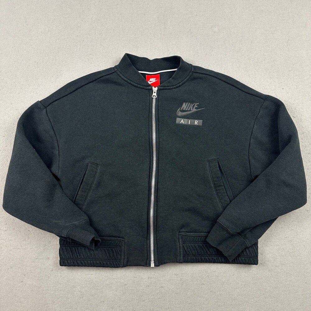 Nike Air Jacket Women Extra Small Black Full Zip Bomber Pockets Knit XS